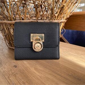 Michael Kors Hamilton Black Wallet with Gold Hardware